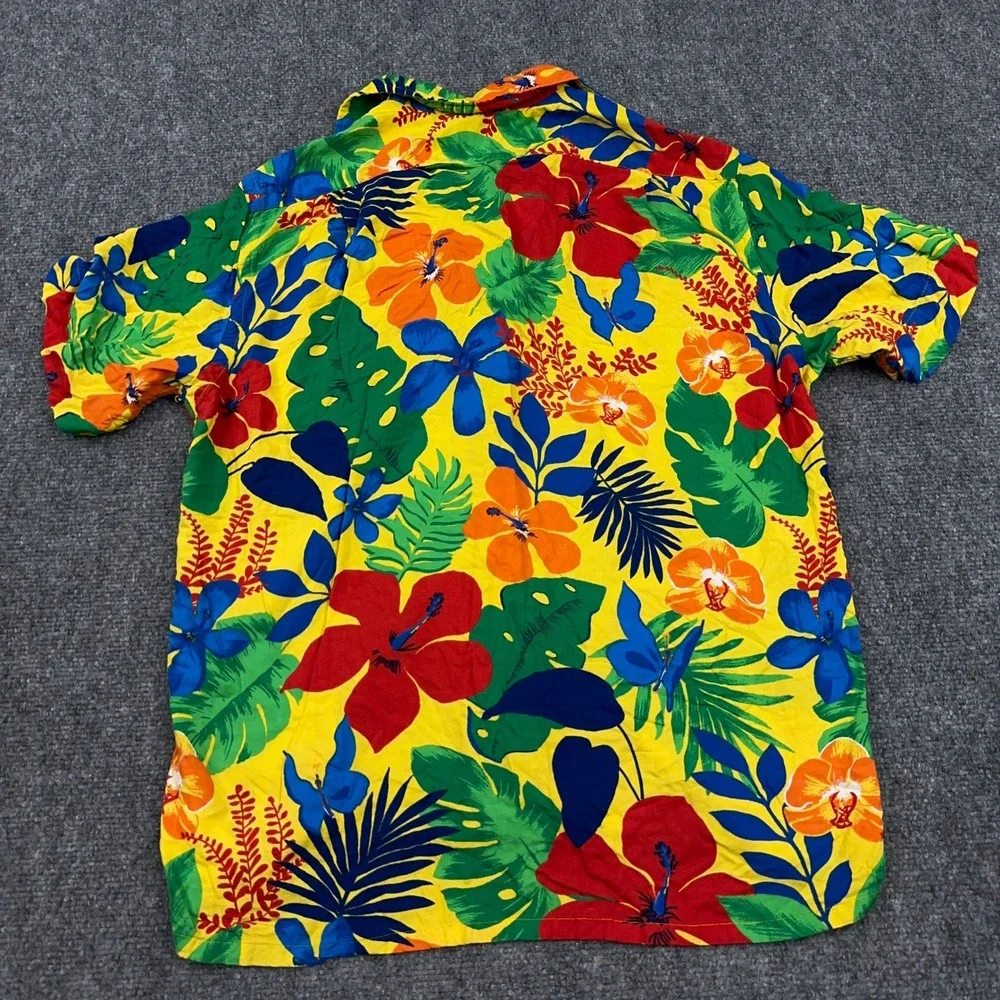 Polo Ralph Lauren Shirt Men's M Floral Tropical Hawaiian Viscose Camp Collar